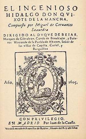 DON QUIJOTE DE LA MANCHA - MIGUEL DE CERVANTES SAAVEDRA - PORTADA DE LA PRIMERA PARTE DE DON QUIJ...