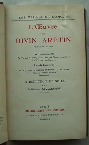 L'Oeuvre du divin Arétin. 2 Volumes