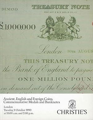 Immagine del venditore per Christie's, 9 October 1990. Ancient, English and Foreign Coins, Commemorative Medals and Banknotes venduto da Librairie Archaion