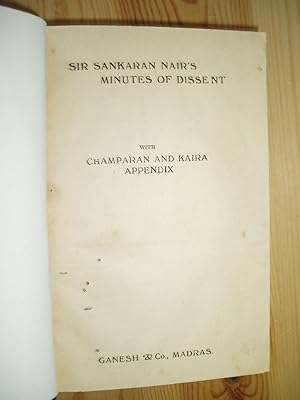 Seller image for Sir Sankaran Nair's Minutes of Dissent [bound together with three other books & pamphlets, ca. 1920-1940] for sale by Expatriate Bookshop of Denmark