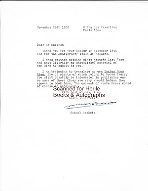 Archive of Four (4) Items, including a Typed Letter Signed