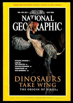 Image du vendeur pour The National Geographic Magazine /July, 1998. With Double Map supplement, "Natural Hazards of North America". Natural Hazards; Lure of the Frogfish; Civilized Denmark; Dinosaurs Take Wing; Untamed Yukon River; Inca Mummies mis en vente par Singularity Rare & Fine