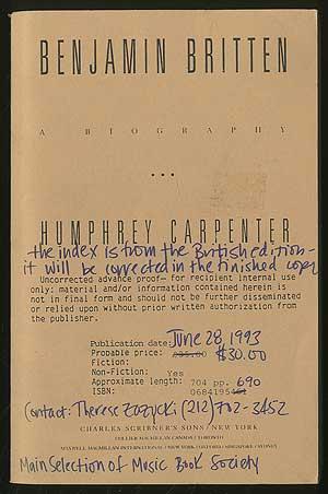 Immagine del venditore per Benjamin Britten: A Biography venduto da Between the Covers-Rare Books, Inc. ABAA