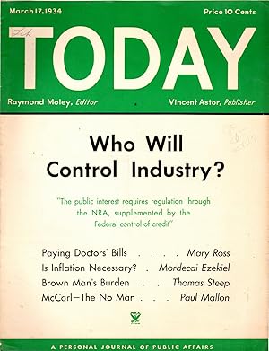 Seller image for Today: An Independent Journal of Public Affairs: Volume 1, No 21: March 17, 1934 for sale by Dorley House Books, Inc.