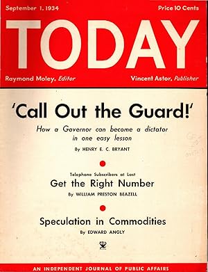 Seller image for Today: An Independent Journal of Public Affairs: Volume 2, No 19: September 1, 1934 for sale by Dorley House Books, Inc.