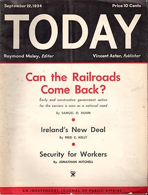 Seller image for Today: An Independent Journal of Public Affairs: Volume 2, No 22: September 22, 1934 for sale by Dorley House Books, Inc.