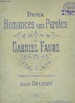 Imagen del vendedor de DEUX ROMANCES SANS PAROLES - VIOLONCELLE + PIANO. a la venta por Le-Livre