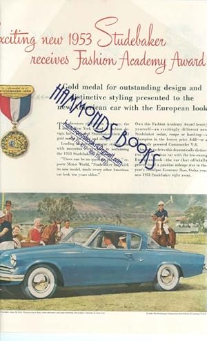 Seller image for Advertisement: for 1953 Studebaker - "Exciting New 1953 Studebaker Receives Fashion Academy Award for sale by Hammonds Antiques & Books