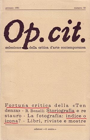 Imagen del vendedor de OP.CIT Selezione Della Critica D'Arte Contemporanea nmero 50 Julio 1981 a la venta por La Bodega Literaria