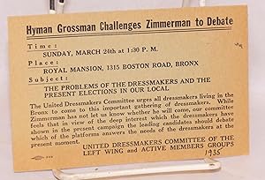 Hyman Grossman Challenges Zimmerman to Debate Sunday, March 24, [1935] at 1:30 P.M.