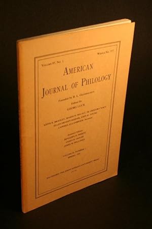 Image du vendeur pour American journal of philology, volume 95, no. 1, whole no. 377. mis en vente par Steven Wolfe Books