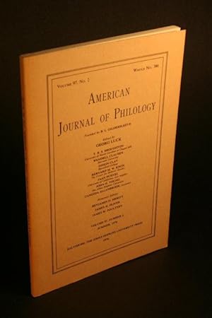 Bild des Verkufers fr American journal of philology, volume 97, no. 2, whole no. 386. zum Verkauf von Steven Wolfe Books