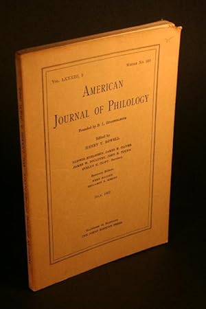 Imagen del vendedor de American journal of philology, volume 83, no. 3, whole no. 331. a la venta por Steven Wolfe Books