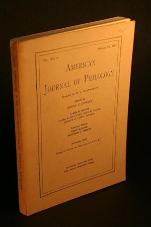 Bild des Verkufers fr American journal of philology, volume 90, no. 4, whole no. 360. zum Verkauf von Steven Wolfe Books
