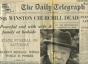 Imagen del vendedor de Historic The Daily Telegraph and Morning Post Original Broadsheet Newspaper | Monday January 25th 1965 | Lead Story to the Front Cover Headline: Sir Winston Churchill Dead (Churchill Supplement). a la venta por Little Stour Books PBFA Member