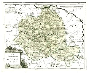 Kupferstich- Karte, b. Reilly, "Die Grafschaft Lippe".