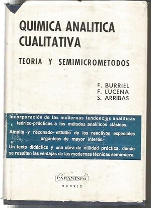 QUIMICA ANALITICA CUALITATIVA. TEORIA Y SEMIMICROMETODOS