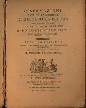 Osservazioni critico-teologiche di Gaetano da Brescia