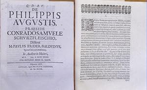 Imagen del vendedor de De Philippis Augustis, praeside Schurzfleischio, disseret M. Paulus Frider. Balduinus, [.] 1698. Disputatio LXIV. a la venta por Antiquariat Carl Wegner