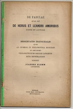 De fabulae quae est de Herus et Leandri amoribus fonte et auctore. Dissertation.