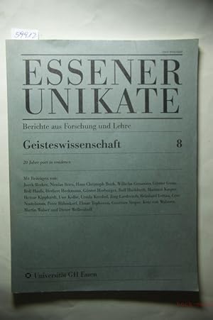 Essener Unikate. Berichte aus Forschung und Lehre. (Heft:) 8. Geisteswissenschaft. 20 Jahre poet ...