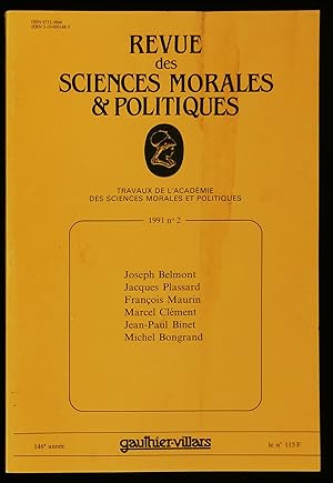 Image du vendeur pour REVUE DES SCIENCES MORALES ET POLITIQUES. mis en vente par Librairie Franck LAUNAI