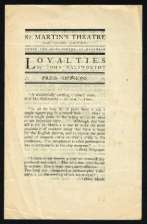 Loyalties; Press Opinions, 1922