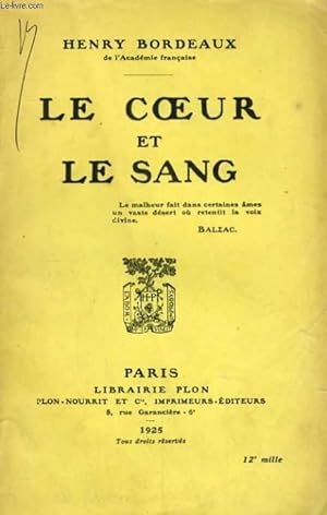 Bild des Verkufers fr LE COEUR ET LE SANG zum Verkauf von Le-Livre