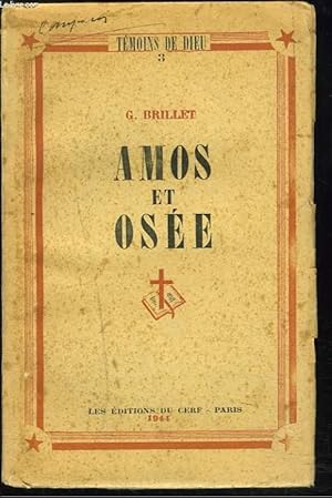 Bild des Verkufers fr AMOS ET OSEE zum Verkauf von Le-Livre