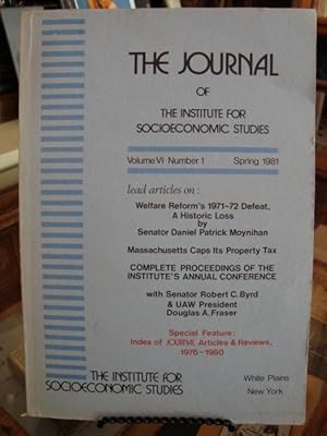 Imagen del vendedor de JOURNAL (THE) OF THE INSTITUTE FOR SOCIOECONOMIC STUDIES; a la venta por Counterpoint Records & Books