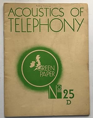 Image du vendeur pour Acoustics Of Telephony No 25 D Reproduced From The Post Office Electrical Engineers' Journal April 1936 And Brought Upto date By The Author Ref : (318)13809 wt 27828 - p6655 10,000 4/36. EXTREMELY SCARCE mis en vente par Deightons