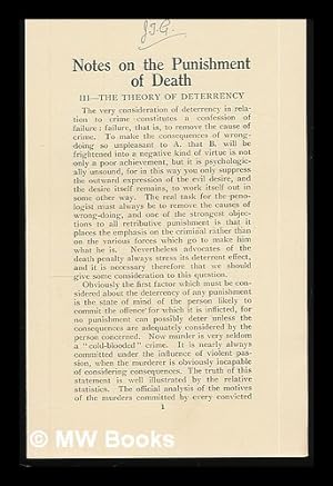 Imagen del vendedor de Notes on the punishment of death. [series of 10 pamphlets] a la venta por MW Books Ltd.