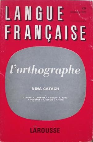 Imagen del vendedor de L'orthographe. a la venta por Librairie les mains dans les poches