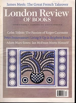 Seller image for London Review of Books, Volume 34, No. 17: 13 September, 2012 for sale by Dorley House Books, Inc.
