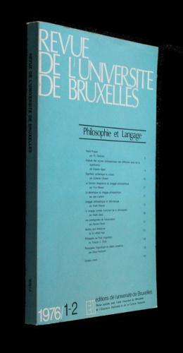 Bild des Verkufers fr Revue de l'universit de Bruxelles, 1-2, 1976 : Philosophie et langage zum Verkauf von Abraxas-libris