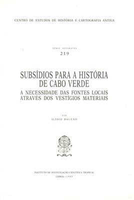 SUBSÍDIOS PARA A HISTÓRIA DE CABO VERDE.