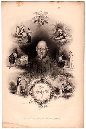 Image du vendeur pour 1860 Shakespearean Steel Engraving, "Sonnets". T.D. Scott and G. Greatbach, from the Somerset Portrait mis en vente par Singularity Rare & Fine
