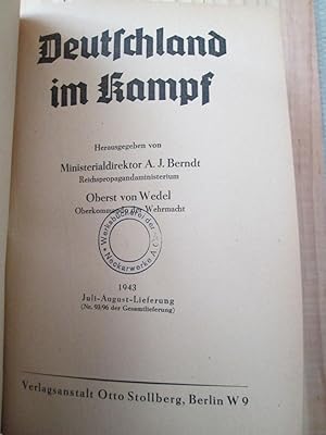 Seller image for Deutschland im Kampf : 1943 Juli-August-Lieferung (Nr. 93 / 96 der Gesamtlieferung) for sale by Expatriate Bookshop of Denmark