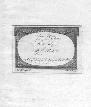 Bild des Verkufers fr [B 440-442; Arr.] Six duos pour deux violons tirs des oeuvres de Mr. I. Pleyel. Arrangs par Mr. J. Fodor. Livre [2] zum Verkauf von Paul van Kuik Antiquarian Music