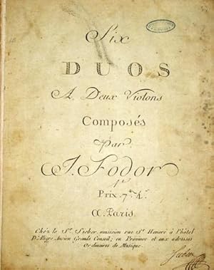 Image du vendeur pour Six duos [C, F, Bes, Es, A, B]  deux violons mis en vente par Paul van Kuik Antiquarian Music