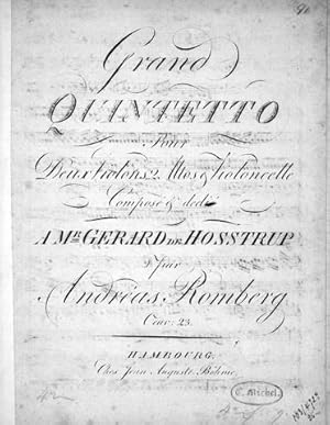 Bild des Verkufers fr Grand quintetto pour deux violons, 2 altos & violoncelle. Oeuv. 23 zum Verkauf von Paul van Kuik Antiquarian Music