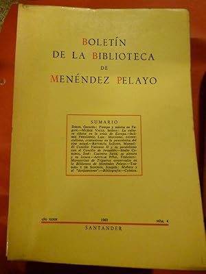 Bild des Verkufers fr BOLETN DE LA BIBLIOTECA DE MENNDEZ PELAYO. Ao XXXIX, Nm.4. zum Verkauf von Carmichael Alonso Libros