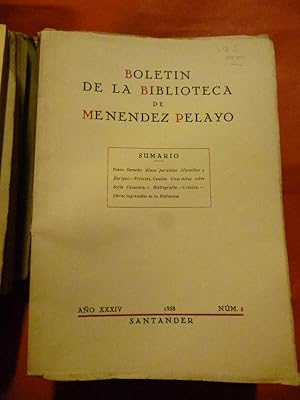 Bild des Verkufers fr BOLETN DE LA BIBLIOTECA DE MENNDEZ PELAYO. Ao XXXIV, Nm. 2. zum Verkauf von Carmichael Alonso Libros