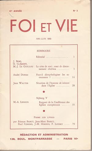 Seller image for FOI ET VIE 67e Anne n 3 Mai-Juin 1968 for sale by Bouquinerie L'Ivre Livre