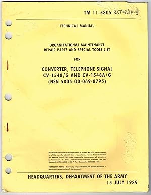 TM 11-5805-367-20-5: CONVERTER, TELEPHONE SIGNAL CV-1548/G AND CV-1548/G - ORGANIZATIONAL MAINTEN...