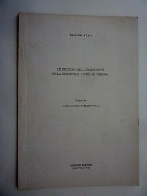 "LE EDIZIONI DEL CINQUECENTO DELLA BIBLIOTECA CIVICA DI VENOSA Estratto da: STUDI LUCANI"