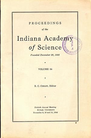 Proceedings of the Indiana Academy of Science vol 54 (1944). In 8vo, original wrappers, pp. xvi+2...