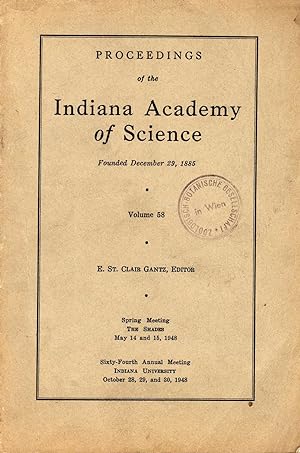 Proceedings of the Indiana Academy of Science vol 58 (1948). In 8vo, original wrappers, pp. 297. ...