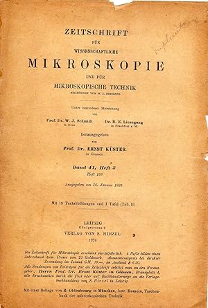 Zeitschrift f?r wissenschaftliche Mikroskopie Band 41 Heft 3, Leipzig, Hirzel, 1924. In 8vo, orig...