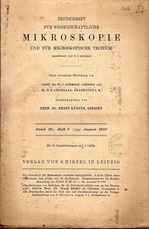 Zeitschrift f?r wissenschaftliche Mikroskopie Band 49 Heft 2, Leipzig, Hirzel, 1932. In 8vo, orig...